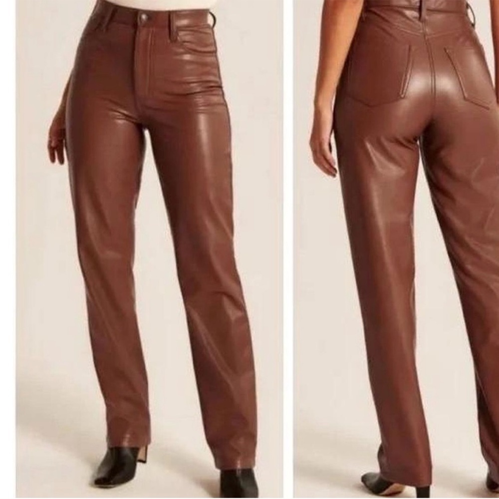 90s Straight Ultra High Rise vegan leather pants